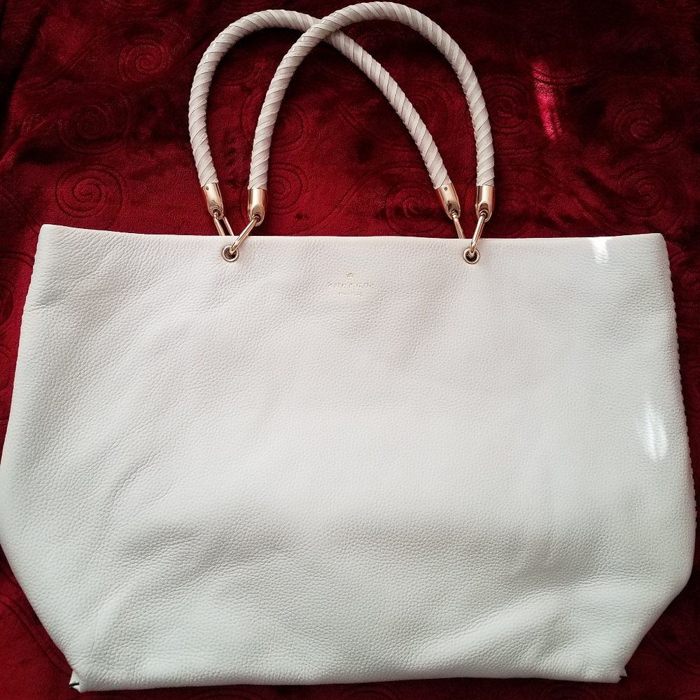 Kate Spade ~ "Claudine" White Pebbled Leather Tote
